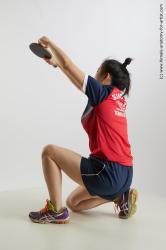 Sportswear Woman Asian Kneeling poses - ALL Average Kneeling poses - on one knee medium black Standard Photoshoot Academic