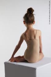 Underwear Woman White Kneeling poses - ALL Slim Kneeling poses - on both knees long brown Standard Photoshoot  Academic