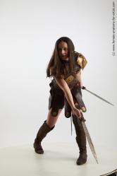 Fighting with sword Woman White Standing poses - ALL Athletic long brown Standard Photoshoot Academic