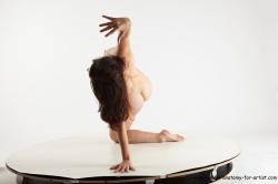 Nude Woman White Kneeling poses - ALL Slim Kneeling poses - on one knee long brown Standard Photoshoot Pinup