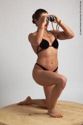 Swimsuit Woman White Kneeling poses - ALL Muscular Kneeling poses - on one knee long brown Standard Photoshoot Academic