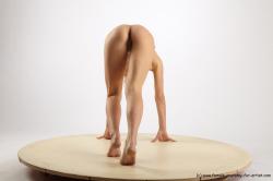 Nude Woman White Kneeling poses - ALL Slim Kneeling poses - on both knees long blond Standard Photoshoot Pinup