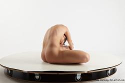 Nude Gymnastic poses Woman White Sitting poses - ALL Slim long brown Sitting poses - simple Standard Photoshoot Pinup