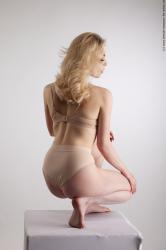 Underwear Woman White Kneeling poses - ALL Slim Kneeling poses - on one knee medium blond Standard Photoshoot Academic