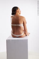 Underwear Woman White Sitting poses - ALL Slim long black Sitting poses - simple Standard Photoshoot Academic